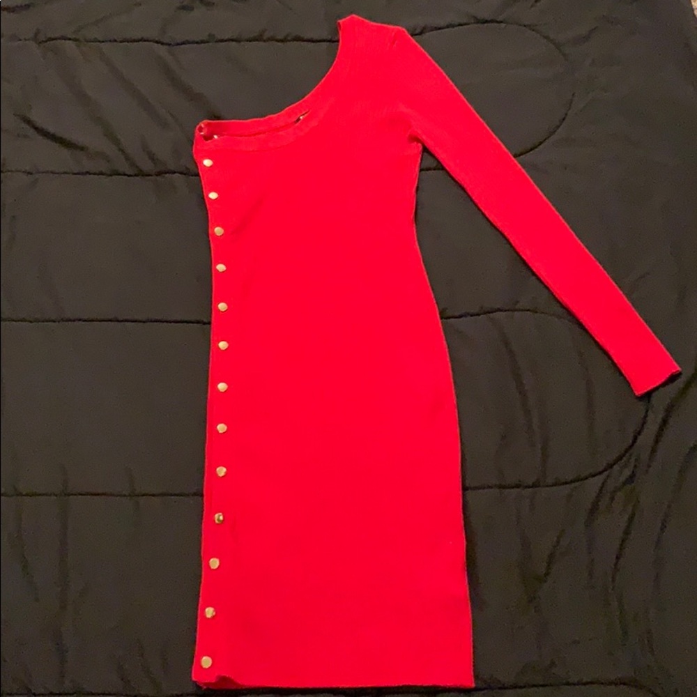 Red One Shoulder Dress (Fashion Nova)